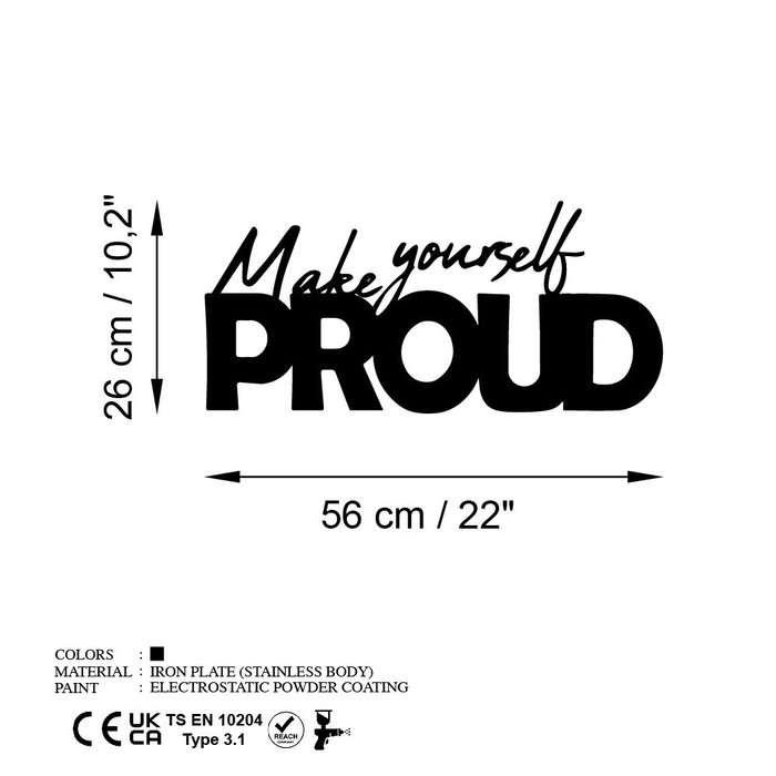 Wallity Make Yourself Proud Escultura de Pared de Metal Negra